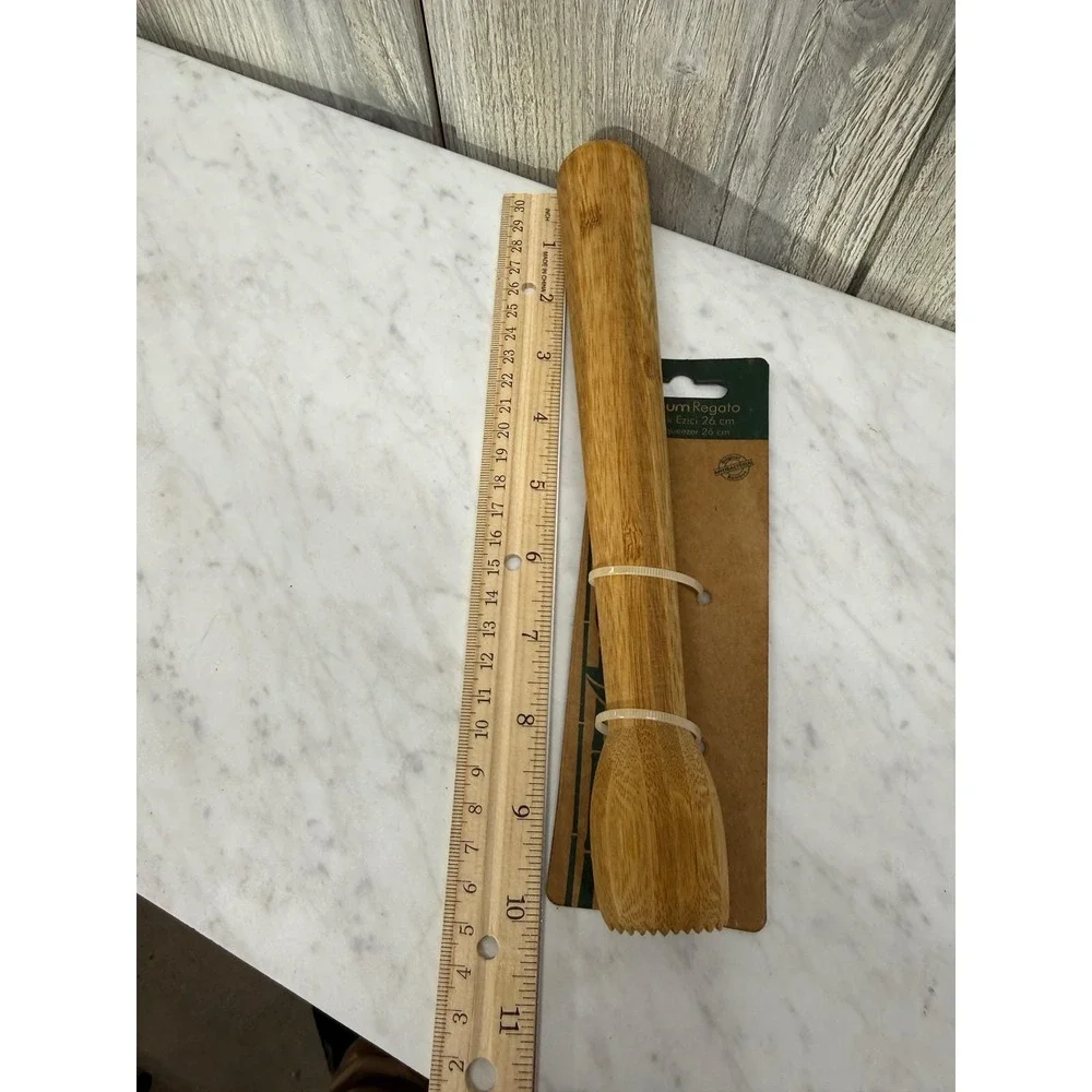 Bambum Regato Bamboo Garlic Squeezer Muddler 26cm Antibacterial Kitchen Tool NEW